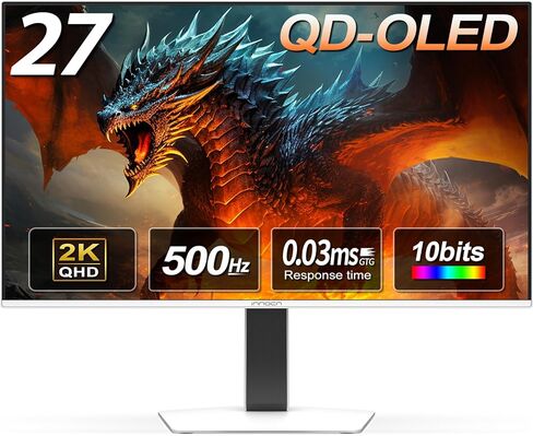 شاشة ألعاب INNOCN مقاس 27 بوصة OLED 3840 x 2160p 4K 240 هرتز، وحدة تحكم ألعاب جاهزة، VRR، وضع عرض MAC، HDR 400، 0.03 مللي ثانية، FPS/RTS، HDMI 2.1، DP، مكبر صوت، حامل محوري قابل للتعديل، رفيع للغاية - GA27W1Q in Kuwait