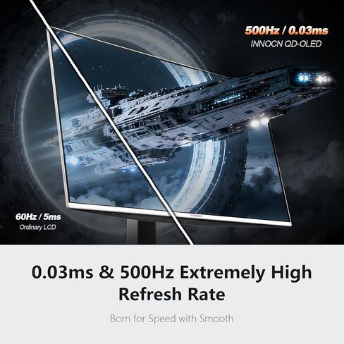 شاشة ألعاب INNOCN مقاس 27 بوصة OLED 3840 x 2160p 4K 240 هرتز، وحدة تحكم ألعاب جاهزة، VRR، وضع عرض MAC، HDR 400، 0.03 مللي ثانية، FPS/RTS، HDMI 2.1، DP، مكبر صوت، حامل محوري قابل للتعديل، رفيع للغاية - GA27W1Q in Kuwait