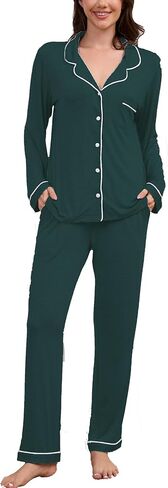 Pajama Sets Women Soft Long Sleeve Button Down Sleepwear Classic Ladies Pjs Lightweight Lounge Sets S-XXL in Saudi Arabia