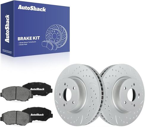 وسادات فرامل دوارة من السيراميك لدوارات الفرامل المحفورة والمشقوقة من AutoShack | بديل لـ Acura ILX Honda Civic Element Fit 2003-2017 Accord 2016 CR-Z | أسود مطلي بالكهرباء | طقم فرامل 6 قطع | حارس الليل in Saudi Arabia
