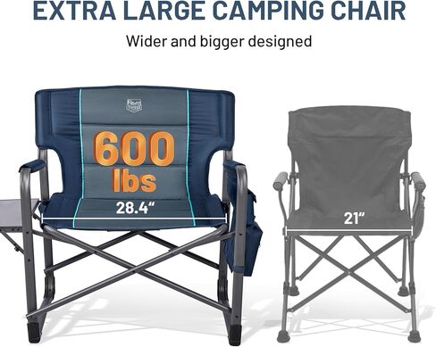 Timber Ridge XXL Directors Chair, 600lbs Capacity Heavy Duty Folding Camping Chair with Side Table & Insulated Pocket, Oversized Portable Chair with Carry Strap in Saudi Arabia