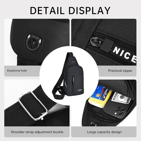 Mens Crossbody Sling Bag Classic Small Sling Backpack for Traveling Hiking Outdoors Daypacks NSDJB01 in Saudi Arabia