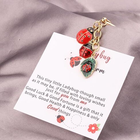 سلسلة مفاتيح BLEOUK Ladybug سحر الحظ السعيد هدية ملهمة للصداقة الخنفساء لمحبي المجوهرات in Saudi Arabia