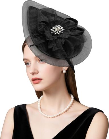 dressfan Womens Church Fascinator Hat,20s 50s Linen Vintage Hat for Derby/Church/Wedding/Cocktail/Tea Party in Saudi Arabia