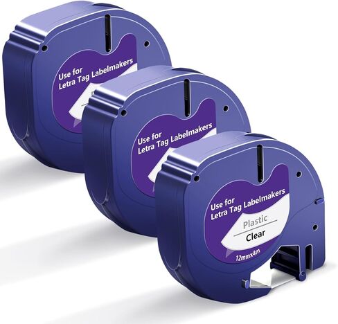 3PK Work for Dymo Letra Tag Label Maker عبوات استبدال مع Dymo Letratag Label Maker Refills Paper Tape 91330 10697 12mm x 4m Letratag Black on White for LT-100H LT110T LT100H 200B QX50 XR 2000 in Kuwait