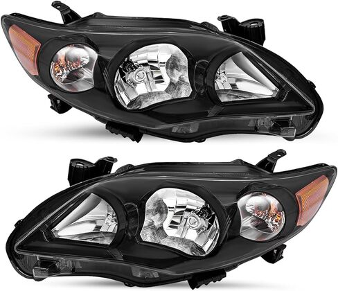 SOCKIR Headlight Assembly Compatible with 2011-2013 Toyota Corolla Replacement Headlamp Passenger and Driver Side (Black) in Saudi Arabia