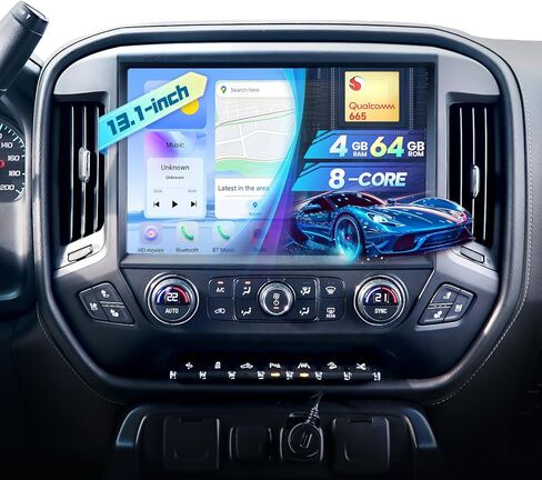 12.1" Radio Upgrade for Chevy Silverado GMC Sierra 2014-2018 8Core Sierra Stereo Android 13 T-Style Vertical Screen Headunit Wireless CarPlay Android Auto GPS 48EQ Backup Camera Mic,4+64G in Saudi Arabia