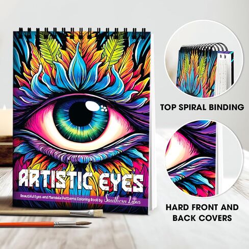 SOUTHERN LOTUS Artistic Eyes Spiral Coloring Book for Adults Women Teens to Relax Stress Relief in Kuwait