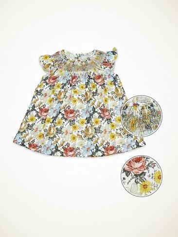 Baby Toddler Girls Floral Dress Ruffle Smocked Sleeveless A-Line Breathable for Summer Picnic Outfits in Saudi Arabia