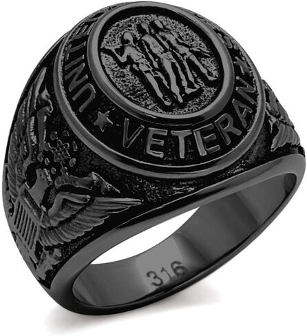 YVO Customizable Veteran Ring - Free Engraving Included - High Polished Steel or Gold Plating in Saudi Arabia