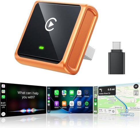 محول CarPlay اللاسلكي لجهاز Apple iPhone iOS 10+، (ترقية 2026) محول CarPlay صغير من الألومنيوم يحول السلك إلى لاسلكي، التوصيل والتشغيل، توصيل تلقائي سريع ومستقر، مع USB-C، أسود in Saudi Arabia
