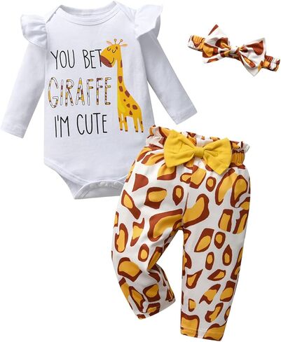 Kulcerry Newborn Baby Girl Clothes Infant Girls Ladybug Printed Bodysuit Tops Pants Headband Outfits Set in Kuwait