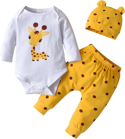 Kulcerry Newborn Baby Girl Clothes Infant Girls Ladybug Printed Bodysuit Tops Pants Headband Outfits Set in Kuwait