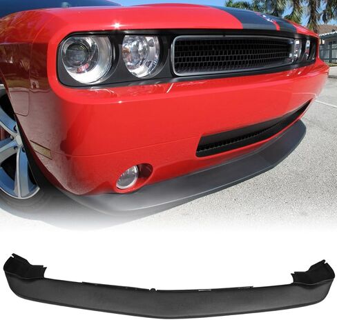 Front Bumper Lip Chin Spoiler, Compatible with 2008-2010 Dodge Challenger, MDP Style Flexible Polyurethane(PU) Front Lower Splitter Protector, Unpainted Black, 1 PC in Saudi Arabia