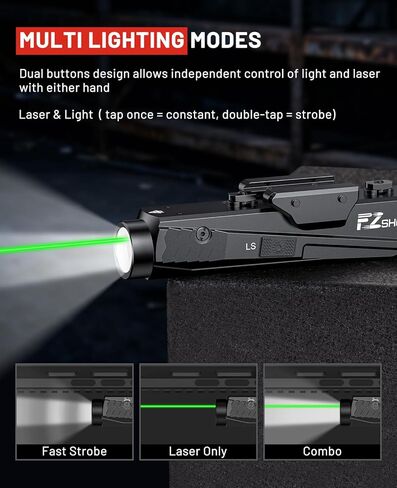 مصباح يدوي بندقية EZshoot 1600 لومن، مجموعة ليزر AR Light للبندقية، ضوء بندقية LED من الألومنيوم المؤكسد متوافق مع M-Rail وPicatinny، مصباح سلاح منخفض المستوى قابل لإعادة الشحن عبر USB in Saudi Arabia