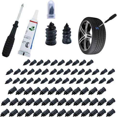 50PCS Emergency Tire Repair Kit Tire Rubber Nail Tire Repair Tool Tire Repair Fast Tool Self-Service Tire Repair Nail Vacuum Suitable for Car Motorcycle Jeep Tire Puncture Repair in Saudi Arabia