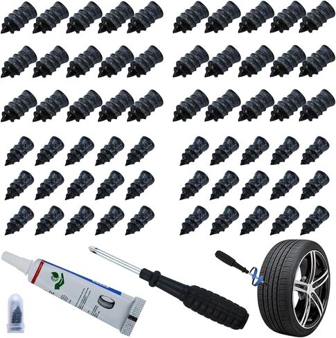50PCS Emergency Tire Repair Kit Tire Rubber Nail Tire Repair Tool Tire Repair Fast Tool Self-Service Tire Repair Nail Vacuum Suitable for Car Motorcycle Jeep Tire Puncture Repair in Saudi Arabia