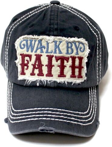 قبعة بيسبول متعثرة Walk by Faith 2 Corinthians 5:7 قبعة مطرزة قابلة للتعديل in Kuwait