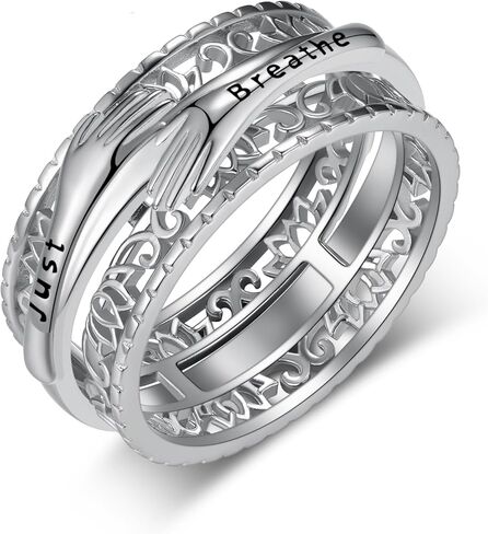Just Breathe Rings for Women 925 Sterling Silver Just Breathe Spinner Ring Inspirational Jewelry Gifts for Women in Saudi Arabia