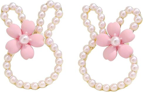 Easter Bunny Earrings for Women Cute Pearl Rabbit Ear Jacket Earrings for Women Party Jewelry in Saudi Arabia