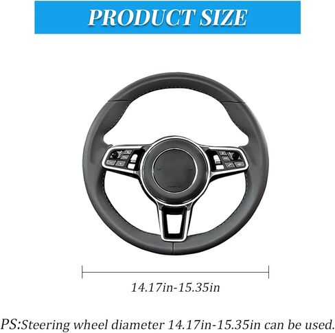 غطاء عجلة قيادة السيارة، واقي عجلة قيادة السيارة من جلد البولي يوريثان المرن المضاد للانزلاق، ملحقات حماية داخلية مريحة للمركبة، عالمي للمركبات الترفيهية وسيارات الدفع الرباعي والشاحنات (أسود/أزرق) in Kuwait