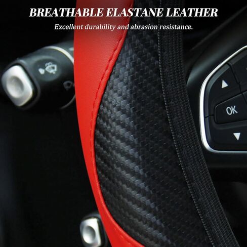 غطاء عجلة قيادة السيارة، واقي عجلة قيادة السيارة من جلد البولي يوريثان المرن المضاد للانزلاق، ملحقات حماية داخلية مريحة للمركبة، عالمي للمركبات الترفيهية وسيارات الدفع الرباعي والشاحنات (أسود/أزرق) in Kuwait