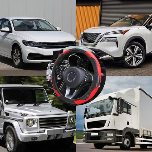 غطاء عجلة قيادة السيارة، واقي عجلة قيادة السيارة من جلد البولي يوريثان المرن المضاد للانزلاق، ملحقات حماية داخلية مريحة للمركبة، عالمي للمركبات الترفيهية وسيارات الدفع الرباعي والشاحنات (أسود/أزرق) in Kuwait