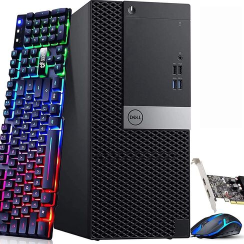 كمبيوتر سطح المكتب Dell Gaming Tower - Intel Core i5-6500 الجيل السادس 3.2 جيجا هرتز - ذاكرة وصول عشوائي DDR4 سعة 16 جيجابايت - SSD سعة 512 جيجابايت - GeForce GT 1030 - لوحة مفاتيح وماوس RGB - شبكة WiFi مدمجة - Windows 11 Pro - كمبيوتر ألعاب (متجدد) in Kuwait