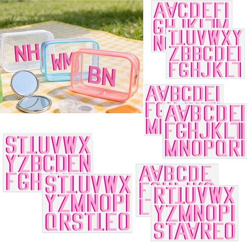 8 Sheet Personalized UV DFT Vinyl Letter Stickers Waterproof Shadow Monogram for Pool Bag Cup Wrap Decal Sticker for Tumbler Cups Water Bottle DIY Crafts, Laptop, Cars Decor in Saudi Arabia