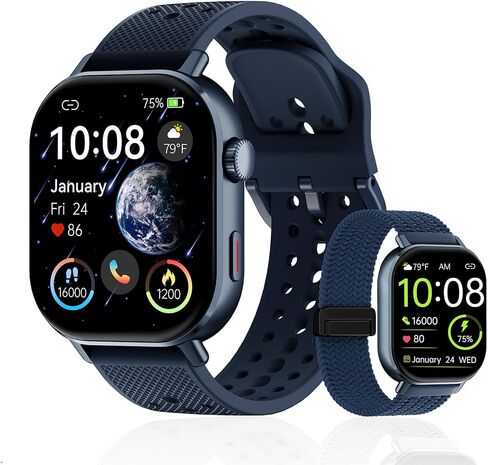 Fitness Smartwatch for Women & Men with Built-in GPS, AMOLED Display - Heart Rate, Blood Oxygen & Sleep Monitoring, Step Counter, Bluetooth Call, 50m Waterproof, iPhone & Android Compatible(Black) in Saudi Arabia