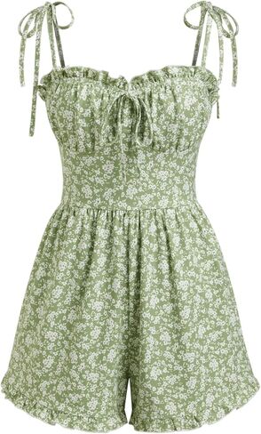 CIDER Short Rompers For Women Date Night Floral Spaghetti Strap Sleeveles Cute Jumpsuits Summer Beach Vacation Outfits in Saudi Arabia