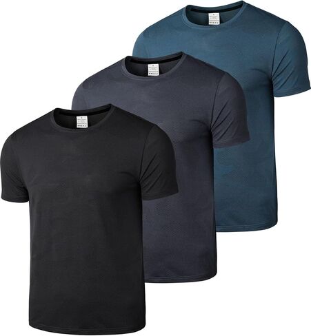 Surenow Men’s 3 Pack Camo T-Shirts Workout Athletic Running Gym Casual Short Sleeve Breathable Quick Dry Crewneck Tee Tops in Kuwait