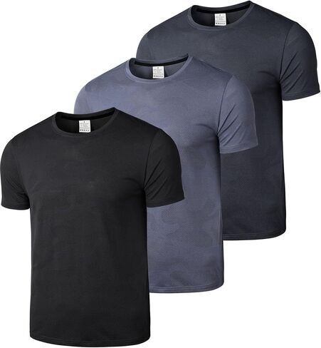 Surenow Men’s 3 Pack Camo T-Shirts Workout Athletic Running Gym Casual Short Sleeve Breathable Quick Dry Crewneck Tee Tops in Kuwait