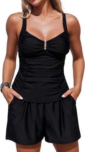 Upopby Women's Modest Tankini Swimsuits for Women 2026 Tummy Control Two Piece Bathing Suits with Shorts Athletic Swimwear in Saudi Arabia