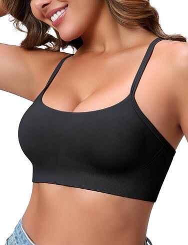 Seamless Bralette for Women, Pullover Thin Adjustable Straps Basic Wireless Sports Bra in Saudi Arabia