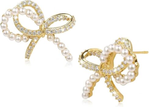 Jean Beau Flower Leaf Pearl Stud Earrings for Women, Statement Cluster CZ Earring Gold Plated Sterling Silver Wedding Prom Fashion Jewelry Gift in Saudi Arabia