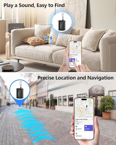 حافظة مفاتيح السيارة الجلدية العالمية 3 في 1 من HiWe متوافقة مع Apple Find My، مكتشف المفاتيح المضاد للفقدان، حامل مفاتيح السيارة مع حلقة سلسلة مفاتيح، واقي مفتاح مزدوج الطبقات، لا تفقد مفاتيحك أبدًا (أسود) in Kuwait
