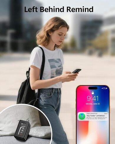 حافظة مفاتيح السيارة الجلدية العالمية 3 في 1 من HiWe متوافقة مع Apple Find My، مكتشف المفاتيح المضاد للفقدان، حامل مفاتيح السيارة مع حلقة سلسلة مفاتيح، واقي مفتاح مزدوج الطبقات، لا تفقد مفاتيحك أبدًا (أسود) in Kuwait