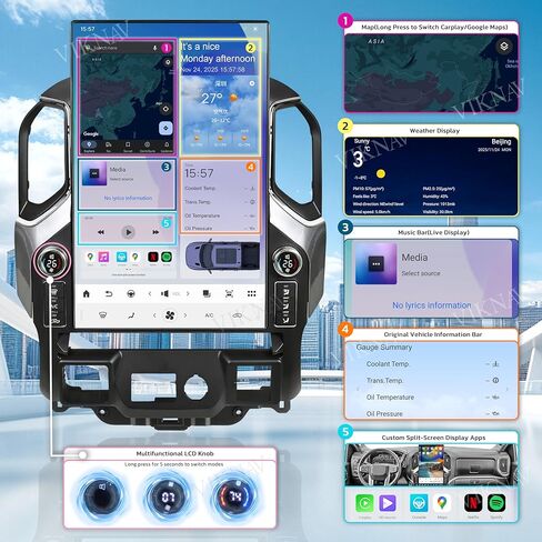 ترقية 17.2 بوصة Android 14 راديو السيارة لسيارة شيفروليه سيلفرادو جي إم سي سييرا 1500 2019-2024 شاشة تعمل باللمس Carplay Android Auto GPS Navigation وحدة رأس مشغل الوسائط المتعددة (موديل 2019-2023) in Kuwait