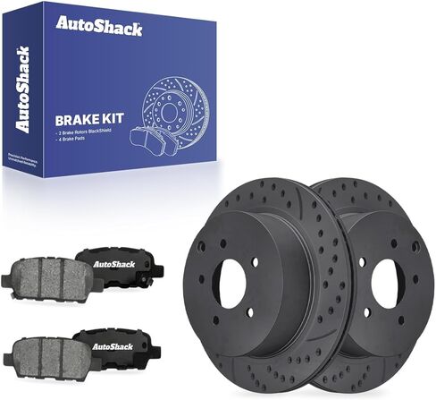 AutoShack Rear Brake Rotors Ceramic Brake Pads | Replacement for INFINITI QX60 Q50 JX35 FX35 M37 QX70 Q60 FX37 M56 M35h FX45 Q70L Nissan Pathfinder Quest 2009-2022 Murano V6 AWD | 6-PC Brake Kit in Saudi Arabia