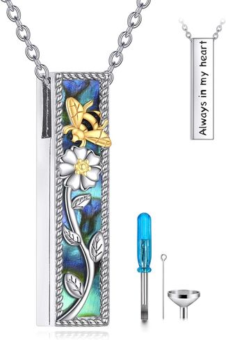 Daisy Urn Necklaces for Ashes Sterling Silver Teardrop Cremation Jewelry for Ashes Memory Jewelry for Women Men in Saudi Arabia
