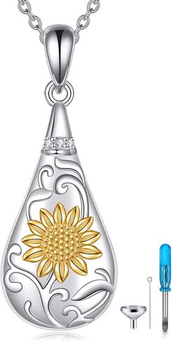 Daisy Urn Necklaces for Ashes Sterling Silver Teardrop Cremation Jewelry for Ashes Memory Jewelry for Women Men in Saudi Arabia