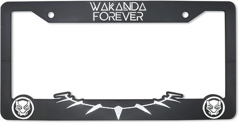 Wakanda Forever 3D Raised License Plate Frame | 1 Pack Car License Plate Cover | Universal US Car Black License Plate Holder | Auto Accessories (Car, Truck and SUV) (Chrome) in Saudi Arabia