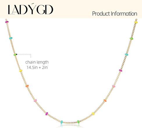 قلادة مطرزة للنساء، سلسلة طبقات من الخرز متعددة الألوان مطلية بالذهب عيار 14 قيراط، مجوهرات يومية أنيقة in Kuwait