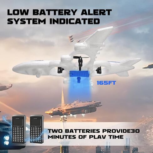 طائرة RC بدون طيار بجهاز تحكم عن بعد - 2.4 جيجا هرتز فوم V17 Jet Fighter Stunt، 360 درجة مقاومة للسقوط تدور عن بعد وطائرة RC خفيفة مع بطاريتين للأطفال الأولاد والبنات (أبيض) in Kuwait