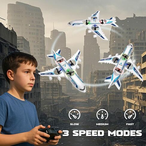 طائرة RC بدون طيار بجهاز تحكم عن بعد - 2.4 جيجا هرتز فوم V17 Jet Fighter Stunt، 360 درجة مقاومة للسقوط تدور عن بعد وطائرة RC خفيفة مع بطاريتين للأطفال الأولاد والبنات (أبيض) in Kuwait