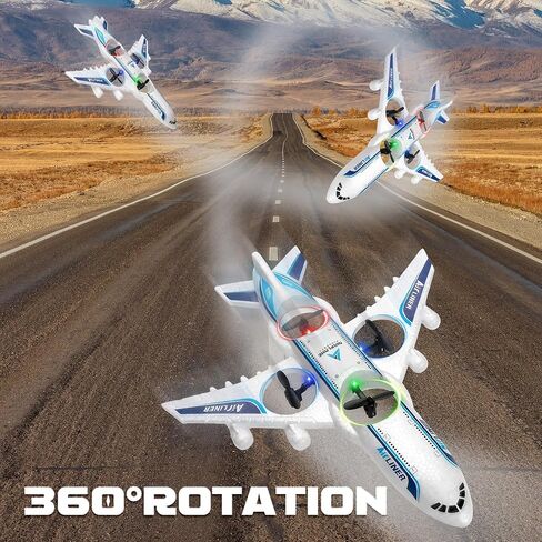 طائرة RC بدون طيار بجهاز تحكم عن بعد - 2.4 جيجا هرتز فوم V17 Jet Fighter Stunt، 360 درجة مقاومة للسقوط تدور عن بعد وطائرة RC خفيفة مع بطاريتين للأطفال الأولاد والبنات (أبيض) in Kuwait