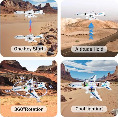 طائرة RC بدون طيار بجهاز تحكم عن بعد - 2.4 جيجا هرتز فوم V17 Jet Fighter Stunt، 360 درجة مقاومة للسقوط تدور عن بعد وطائرة RC خفيفة مع بطاريتين للأطفال الأولاد والبنات (أبيض) in Kuwait
