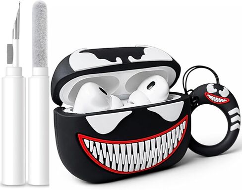 حافظة لجهاز AirPods Pro 3 مع طقم منظف Cartoon Kawaii Soft 3D Silicone Case واقية متوافقة مع Apple AirPods Pro 3rd Generation Earbud Cover مع سلسلة مفاتيح للنساء والفتيات والأولاد (كيتي وايت) in Kuwait