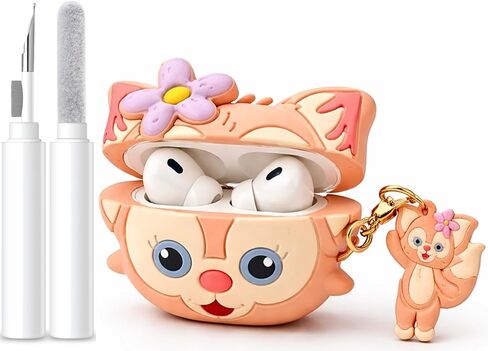 حافظة لجهاز AirPods Pro 3 مع طقم منظف Cartoon Kawaii Soft 3D Silicone Case واقية متوافقة مع Apple AirPods Pro 3rd Generation Earbud Cover مع سلسلة مفاتيح للنساء والفتيات والأولاد (كيتي وايت) in Kuwait